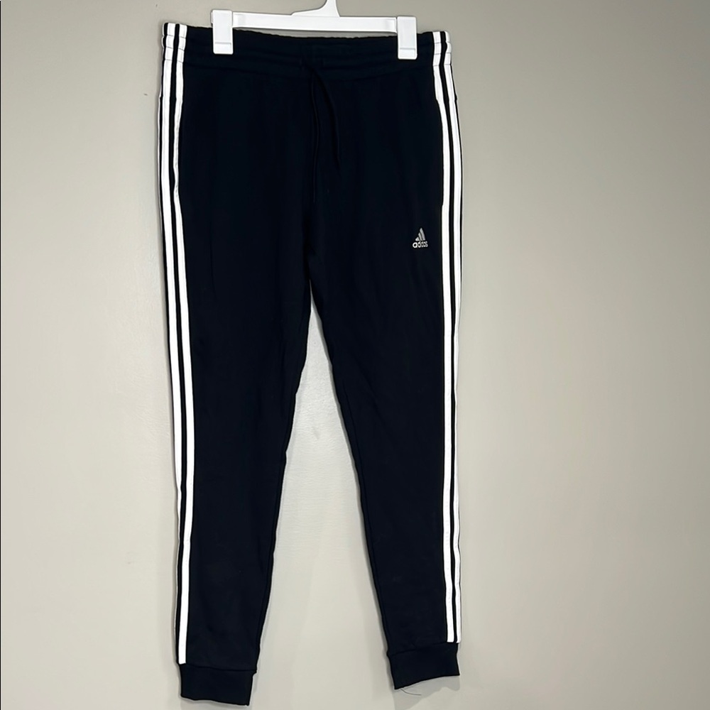 NWT Adidas Black Sweatpants with White Stripes Large